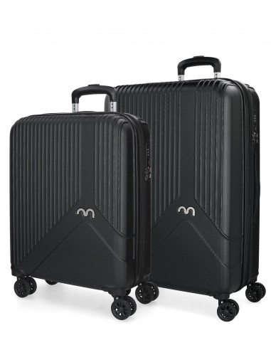 5819561 ABS LUGGAGE SET 2/55-66CM 4W. TRENDY BLACK